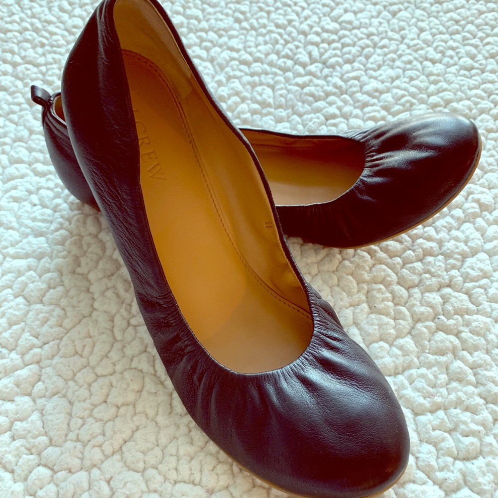 J. Crew Black Anya Leather Ballet Flats